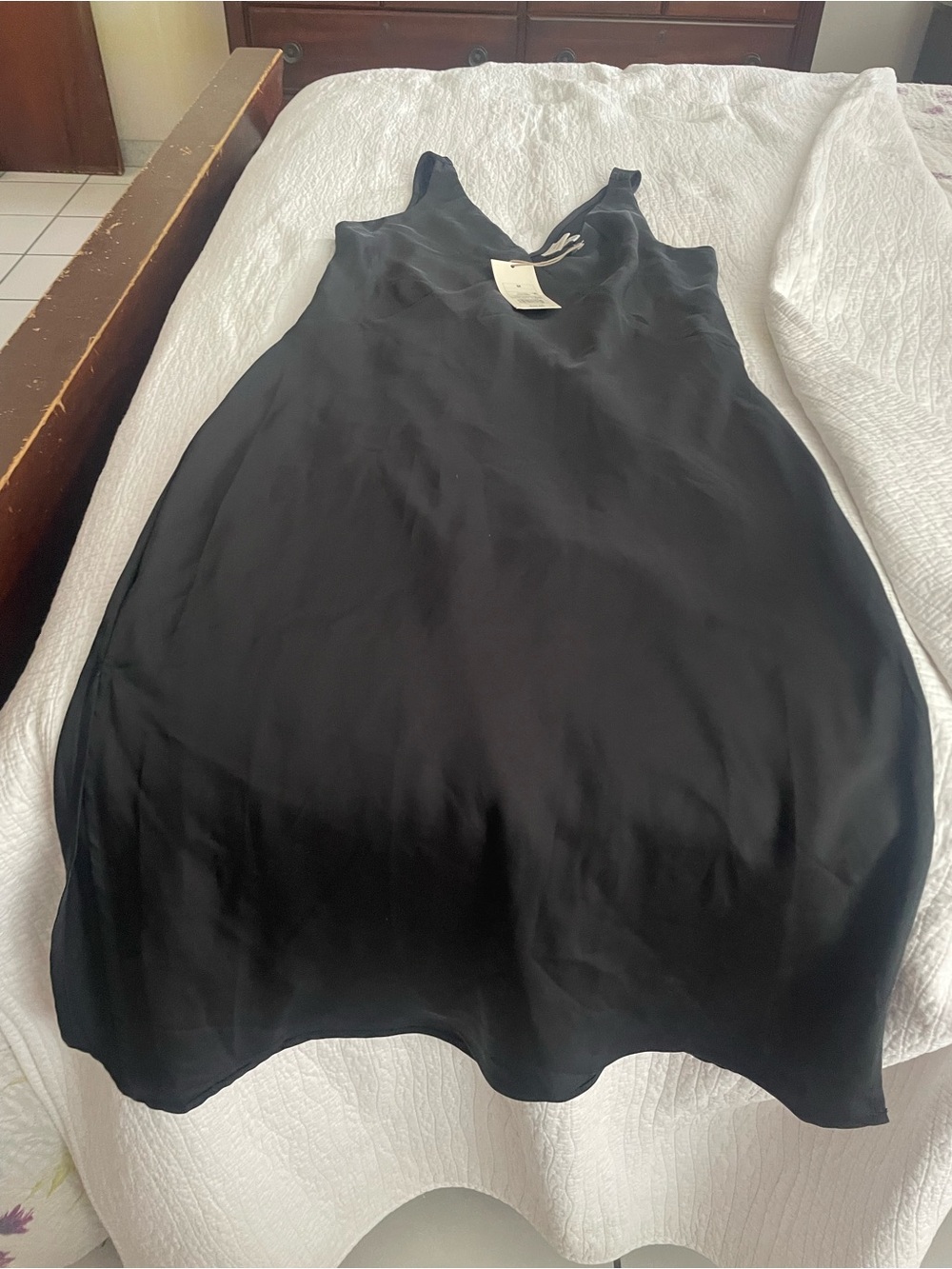 a new day Black Satin V-Neck Slip Dress